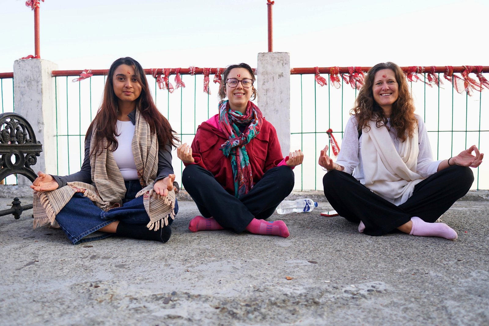 group meditation hilltop temple rishikesh