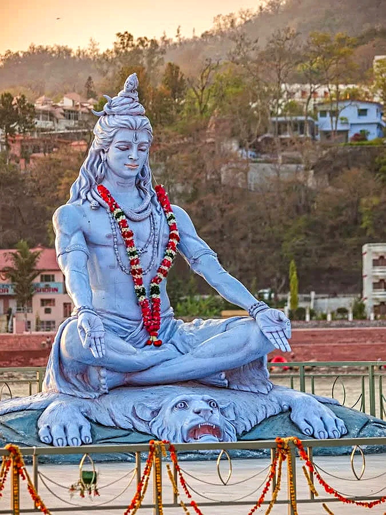 Aspiring Kundalini teacher near the Lord Shiva statue in Rishikesh