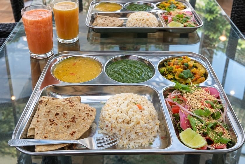 Evening tea and a light snack served at Siddhant School of Yoga in Rishikesh